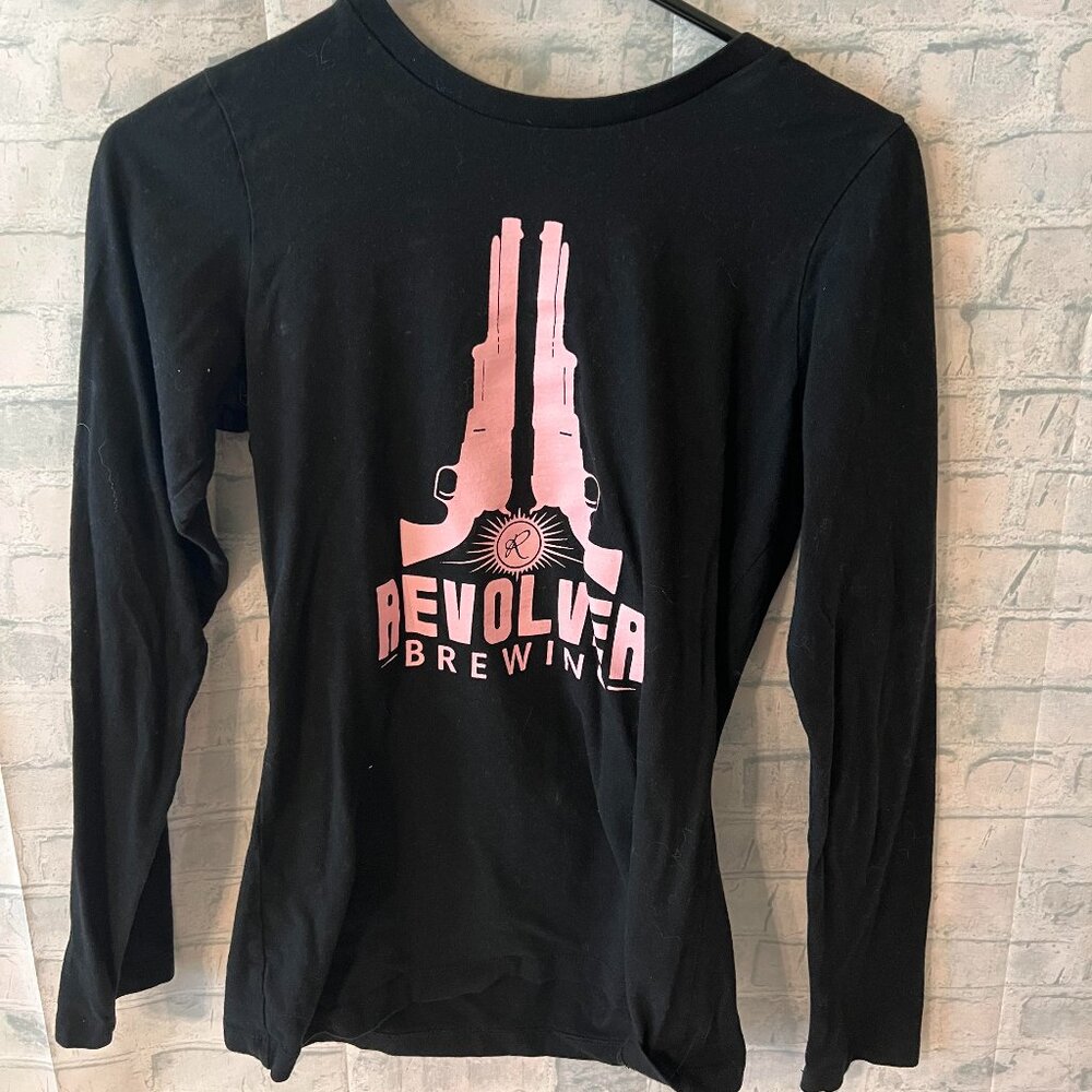 Womans revolver brewing black shirt